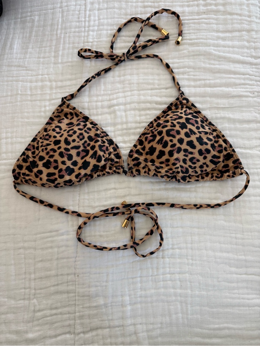 NWOT Kenny Flowers Leopard Print Triangle Bikini Top Size Large